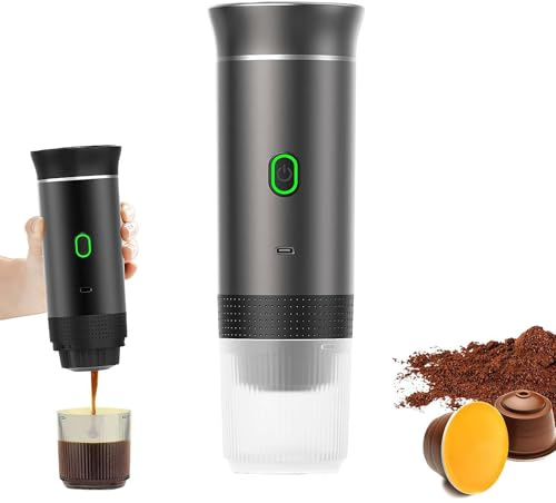 BOWTONG Machine à Expresso Portable 3 en 1 Rechargeable, Multi-Capsules Café Chauffant pour le Camping, la Maison, la Voiture