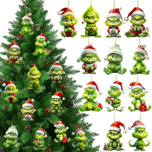 AMCHLEL G-Rinch Adornos De Navidad, 12 Piezas G-Rinch Decoracion Navidad Hogar Adorno Navideño Decoracion árbol De Navidad, G-Rinch Adornos Navideños Manualidades