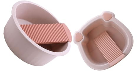 Mobestech 2piezas Lavadero Con Tabla De Lavar De Plástico Antideslizante Hogar Lavabo Portátil Para Lavar Mano Lavadero Pequeño Para Uso Diario y Viajes Lavabo Tipo Tabla De Para Ropa De