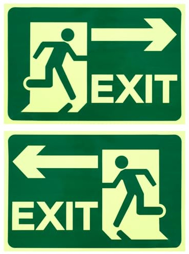 2pcs Cartel Salida de Emergencia Fosforescente 200x300mm Autoadhesivo, EXIT Señal de Seguridad Homologada, Pegatinas de Señal de Seguridad para Puerta y Pared, Señalización de Evacuación