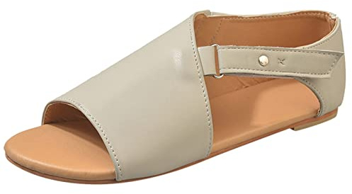 Infradito Donna Eleganti Gioiello Sandalo Sportivo Sandali Piatti Con Tacco da Donna Solido Rotondo Di Punta Hook Loop Colore Scarpe Sandali da Gioiello Estive Sandalo (Grey 41)