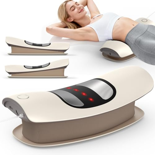 Neuer Elektrischer Rückenstrecker, Rückenmassagegerät mit Dynamische Airbag-Traktion, EMS Massage, Wärmefunktion, Vibrationsmassage, Rot-Blau-Licht, Rückenschmerzlinderung & Bandscheibentraining