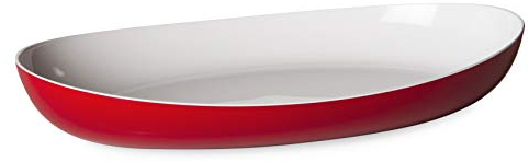 Omada Design Vassoio da Portata in Plastica Bicolore, 28x17x5 cm, Resistente, lavabile in lavastoviglie, Made in Italy, linea Trendy, Rosso