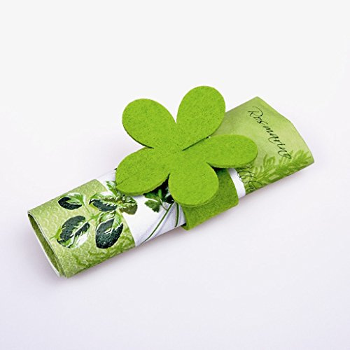Serviettenring aus Filz - Blume - grün - 12 Stück - 56003 60 (1,15€/STK.)