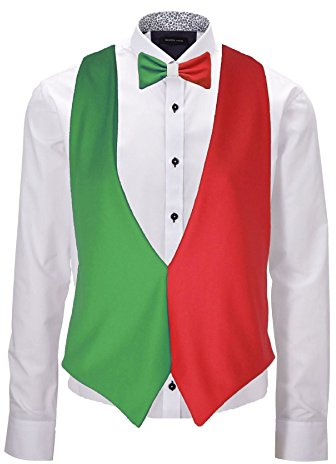 The Dragons Den Adults Tricolore National Flag of Italy Italian Waiter Waistcoat & Bowtie Patriotic Supporters Fancy Dress