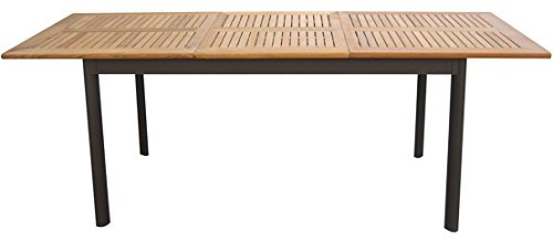 Dehner Auszugstisch Calais, 152 / 210 x 89 x 76 cm, aus FSC® - zertifiziertem Teakholz / Aluminium, natur, Naturholz