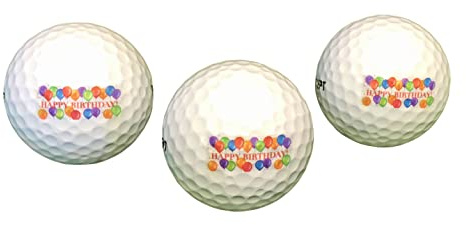 LL-Golf 3er Set Geburtstag Golfbälle mit Happy Birthday Motiv | Verpackt in durchsichtiger Geschenkbox / Golf Geburtstagsgeschenk / Golfgeschenk Geschenk Geschenkidee