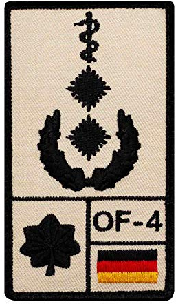 Café Viereck ® Oberfeldarzt Bundeswehr Rank Patch mit Dienstgrad - Gestickt mit Klett – 9,8 cm x 5,6 cm - linke Seite - sand