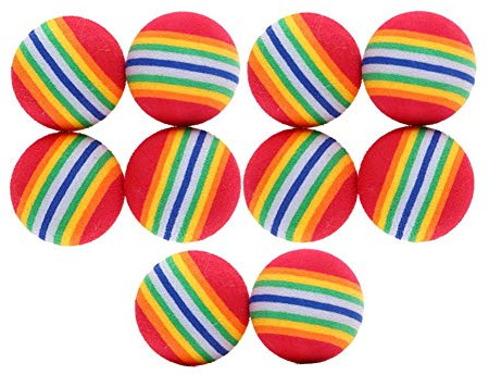 Goodplan Premium Qualité 10 Pcs Chat Balle Jouet Pet Chaton Chien Chien Coloré Arc-en-Animal Jouets Chaton Activité Chase Jouer Multicolore Mousse Douce pour Cat Entertainment Training