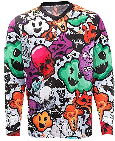 Cycling Jersey Men Long Sleeve MTB T Shirt Mountain Bike Motorcycle Bicycle Clothes Skull Size XL