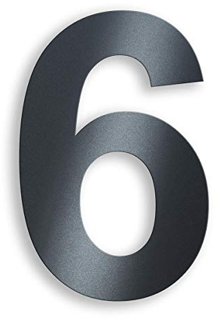 Metzler Hausnummer aus massivem Stahl in Anthrazit - RAL 7016 Anthrazitgrau Feinstruktur Pulverbeschichtet - Schrift Arial - Höhe 14 cm - Ziffer 6