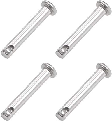 sourcing map 4 Stück Steckbolzen Gabelkopfstifte Gelenkstift Einloch Splintstift Flachekopf 4mm x 25mm aus Edelstahl 304