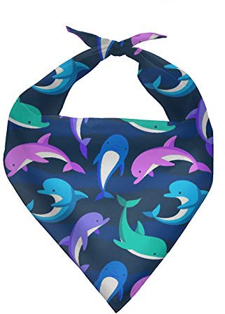 SEANATIVE Hundehalstuch mit niedlichem Delfin-Design, waschbar, atmungsaktiv, verstellbar