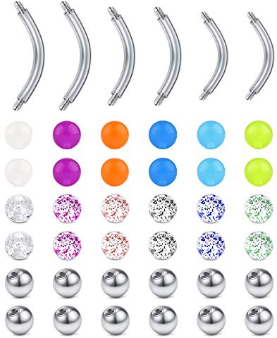 MODRSA 16G kirurgiskt stål böjd barbell piercing läpppiercing ögonbrynspiercing labret septum ring helix rook cartilage öronpiercing 6 mm 8 mm 10 mm