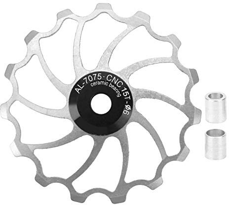 VGEBY 15T Bike Guide Pulley,Bicycle Rear Derailleur Pulley Wheel for MTB Road Bike(Silver) Bicyclederailleur Bicycles And Spare Parts Bicyclederailleur Bicycles And Spare Parts