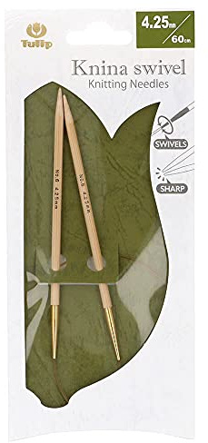 Tulip KS-600425 Stricknadeln, Bamboo, Beige, 60 cm x 4.25 mm