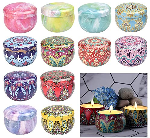 AFASOES 12 Pz Barattoli di Latta per Candele Barattoli vuoti per candele Contenitori per Candele Vasetti per Candele Fai da Te Lattine Candela da Viaggio per Artigianato Spezie Gioielli Candele