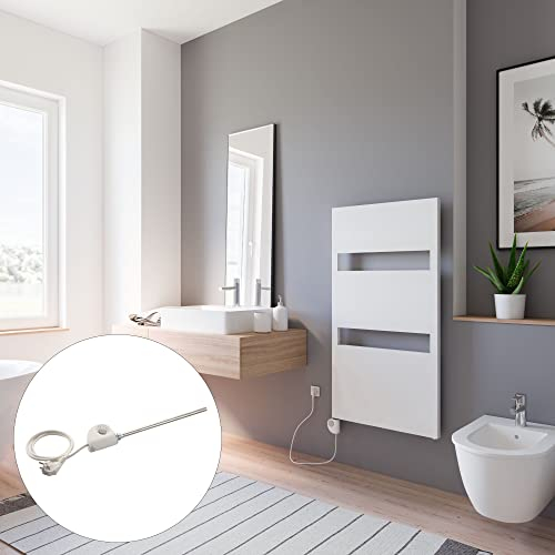 Schulte Handtuchwärmekörper elektrisch Turin, 114 x 50 cm, 600 Watt Leistung, befüllt mit Heizstab 3, Montage Links, Alpinweiß, Handtuchhalter-Funktion, H113550-E3L -4