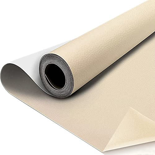 SZMMG Kunstleder Selbstklebend 60 x 300cm Beige Selbstklebende PU-Folie Möbel, Küchenschränke, Wand, Sofa, Lederreparatur, Lederoptik, Dekofolie, Möbelfolie, Tapete, DIY, Kunstleder, Lederreparatur