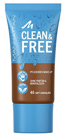 Manhattan Clean & Free Skin Tint Fb. 46 Soft Chocolate, feuchtigkeitsspendendes Make-up, vegan, 30 ml