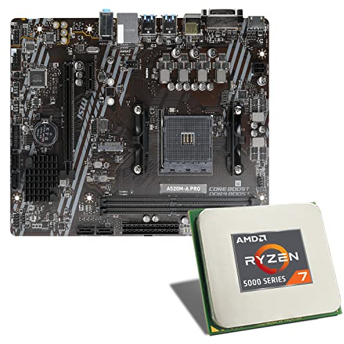 Mainboard Bundle | AMD Ryzen 7 5700G 8x3800 MHz, MSI A520M-A Pro, Radeon Graphics, 1x M.2 Port, 4X SATA 6Gb/s, USB 3.2 Gen1 | Tuning Kit | CSL PC Aufrüstkit