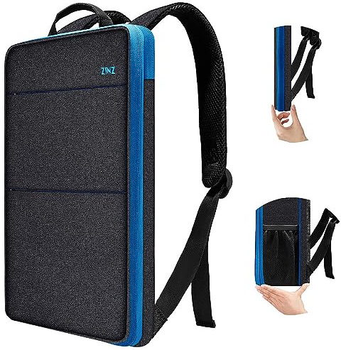 Sac à dos fin et extensible pour ordinateur portable de 15, 15,6, 16 avec port USB, résistant aux déversements, pour la plupart des MacBook de 14 à 16, Dell, HP, Lenovo, Asus, noir et bleu, 15,6