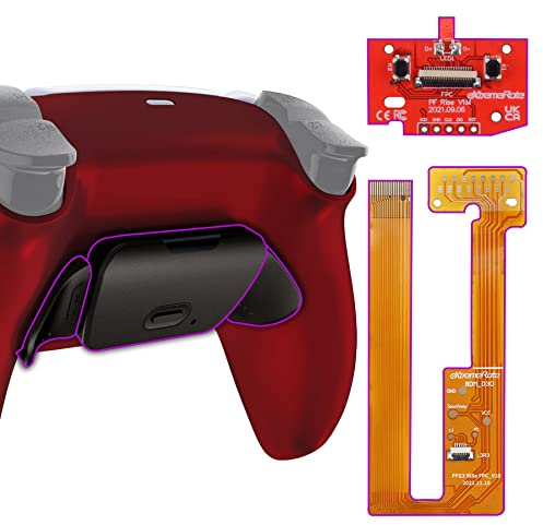 eXtremeRate Rise 2.0 Remap Kit Programmable pour ps5 Manette BDM-030/040/050, Coque Arrière Redessinée avec 2 Palette Métal pour ps5 Manette BDM-030/040/050, Carte améliorée, Rouge Écarlate