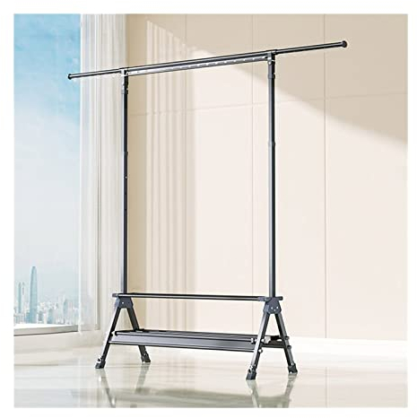 Wäscheständer/Wäschetrockner Wäscheständer, Schlafzimmergarderobe mit Schuhregal, verstellbarer einziehbarer Wäscheständer mit versteckten Rädern und winddichten Aufhängelöchern Clothes Drying Rack (