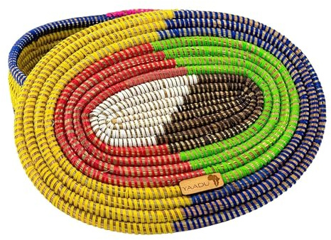 YAADU Cesto portaoggetti intrecciato con coperchio – cestino per il pane, organizzatore multifunzione per scaffale, contenitore per giocattoli, trucco, cestino per il pane rotondo, modello Yama