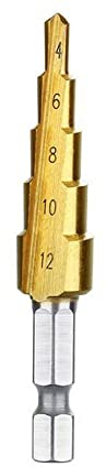 BAtlam 1 Stück HSS Titan Stufenbohrer Kegelschneidwerkzeuge Holzbearbeitungswerkzeuge Zubehör Holz Metallbohrer 3-12 3-13 4-12 4-20 4-22 mm 4-32 mm (Größe: 4-32 mm Sechskant) (4)