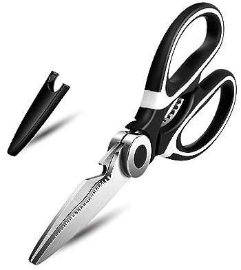 KISUOMAOYI Tijeras de cocina resistentes, tijeras de cocina afiladas, tijeras de cocina multiusos de acero inoxidable, tijeras de cocina para pollo, carne de aves de corral, verduras, hierbas,