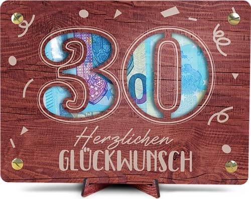 Geldgeschenke Geburtstag 30 - XL Geldgeschenk aus Holz inkl. Ständer | 30 Geburtstag Frauen, Geschenk 30., 30 Geburtstag Männer, 30. Geburtstag Geldgeschenk, Geburtstagskarte 30, 30 Geburtstag Deko