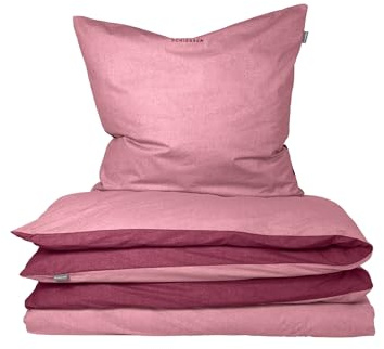 Schiesser Bettwäscheset Doubleface | 2-teilig | Zweifarbig | Feinbiber | 100% Baumwolle | Oeko-Tex Zertifiziert | Reißverschluss | 135x200cm + 80x80cm | Rosa