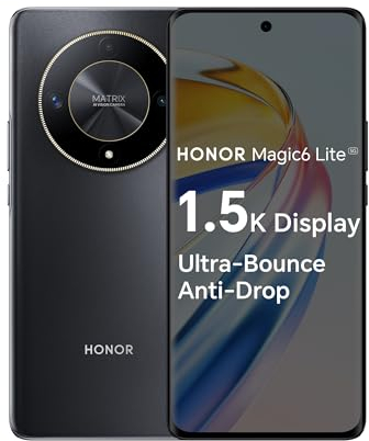 HONOR Magic6 Lite, Sim-Free Mobile Phones, 5G Smartphone, 8GB+256GB, 6,78” Anti-Drop 120Hz Display, 108MP Triple Rear Camera, 5300mAh Battery, Dual SIM, Android 13, Midnight Black