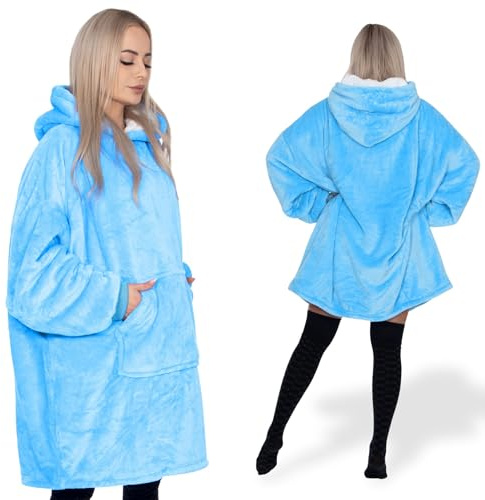 SPRINGOS Kuscheldecke mit Ärmeln zum Anziehen Hoodie Plüsch Oversize