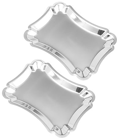Edelstahl Servierplatte 2 Stück für Obst und Gebäck, Silber