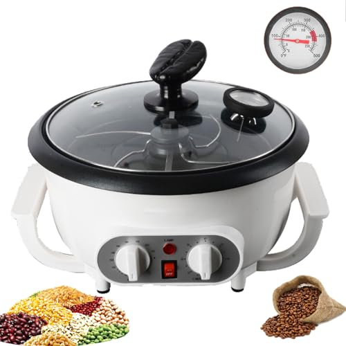 Coffee Roaster Machine for Home Use - 1200W 750g Upgrade Electric Roaster with Thermometer, Timer & Temperature Adjustment - Non-Stick Pot for Grain Drying