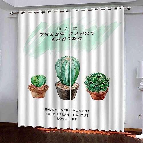 Verdunkelungsvorhänge Kräuselband Kaktus-Bonsai-Cartoon Set Kindergardinen Mädchen Verdunkelungsvorhänge Mit Ösen Blickdichter Kinderzimmer Schlafzimmer Vorhang-1S5N5R0Q8J2