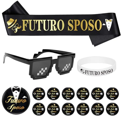 MONCAP 14 piezas de adiós al celibato Gadget Futuro Banda Futuro Novio Pulsera Futuro Novio Gafas de Sol Novio Broche Broches Amigo del Novio-para despedida Celibato Fiesta Boda Boda Compromiso