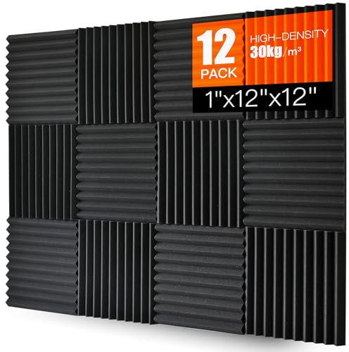 SAIQIANG Akustikschaumstoff Platten, 12 Stück 2,5x30x30cm Schalldämmung, Schallschutzmatten & Schallabsorber für Studio & Aufnahmestudios