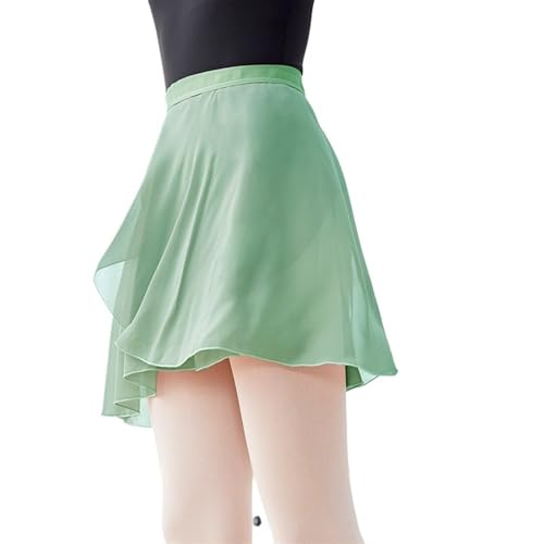 Jupette Danse Classique Femme Jupe de danse en mousseline de soie for adultes, Tutu for femmes et filles, jupe nouée de gymnastique, jupes de Ballet d'entraînement, danse de Ballet(Green,XL Height 160