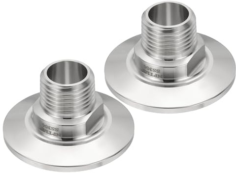 PATIKIL 1.5 in TC Tri Clamps Adaptor, 2pcs Tri Clamps Fittings to NPT 1/2 Male Thread Adaptor Sanitary 304 Stainless Steel for Food Beverage Equipment, 50.5mm Ferrule