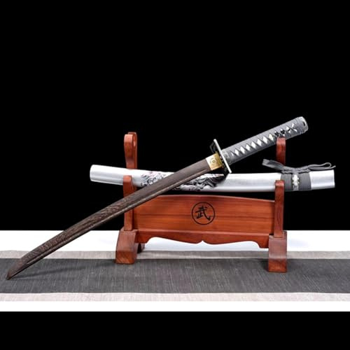 HJHUUA 78 cm Samurai-Schwert aus Holz,kurzes Katana aus Holz,handgefertigtes Bokken,Klinge aus natürlichem Mahagoni,traditioneller Herstellungsprozess