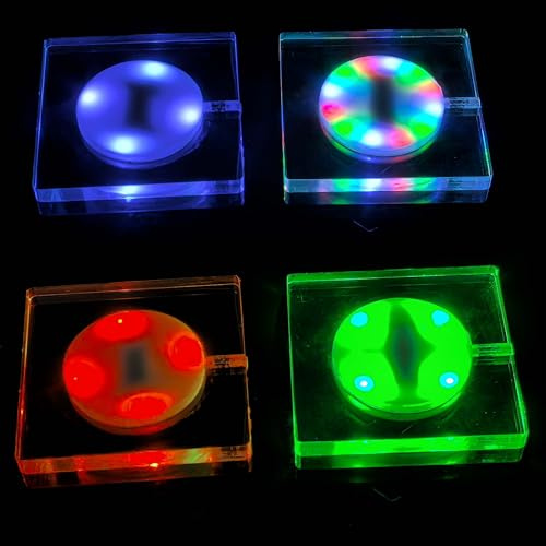 KEEDA Lot de 4 dessous de verre LED rechargeables en acrylique lumineux pour bar, cocktail, bière, bouteille de boisson, tapis lumineux pour fête, mariage, bar club