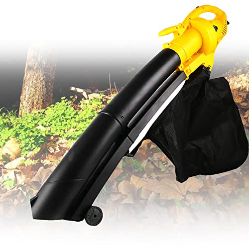 OZBME Blowers Portable Garden Leaf Shredder, 3 in 1 - Blower, Vacuum and Mulcher, 6 Gears Adjustment, Wheels for Easy Movement, Height Adjustable, Makes It Compact to Store, Use All Year Round