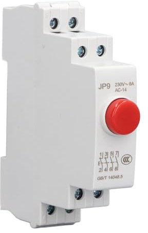 JP9 Druckknopfschalter, 230 V AC 2NO 2NC Druckknopf für DIN-Schienenmontage für Magnetisches Starterschütz, Elektrische Leitungssteuerung, CNC-Drehmaschine, Verteilerkasten, mit
