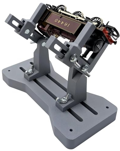 Model Train Servicing and Repair Stand. Adjustable. Gauge/Scale HO, OO, TT, N, Locomotive Maintenance Cradle (Grey)