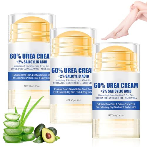 CLIUNT 3Pcs Hydrating and Anti-Cracking Foot Cream, Crème pour les Pieds Secs et Fissurés, Crèmes Pieds Anti-Crevasses, Crème à l'Urée 60% pour Les Pieds a L'urée, pour Pieds Très Sècs, Abîmés