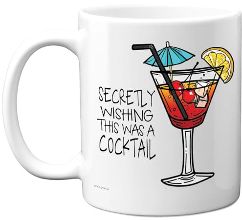 Funny Mug for Women and Men, Secretly Wishing This was A Cocktail | Funny Birthday Mugs Present Gifts for Friend Family Colleague, 11oz Ceramic Coffee Humour Joke Banter Cup