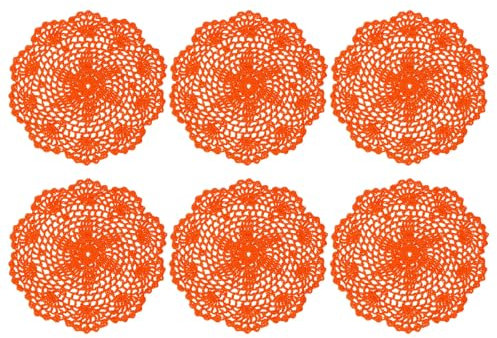 sourcing map 6 tapetes de ganchillo hechos a mano, manteles individuales redondos de tela de 7.8 pulgadas, posavasos de encaje para manualidades, uso diario, festivales, decoración del hogar, color